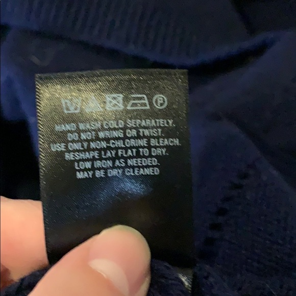 Moth for Anthropologie Keyhole Tie Back Sweater M | Navy Blue Knit Open Back GUC - Picture 7 of 7